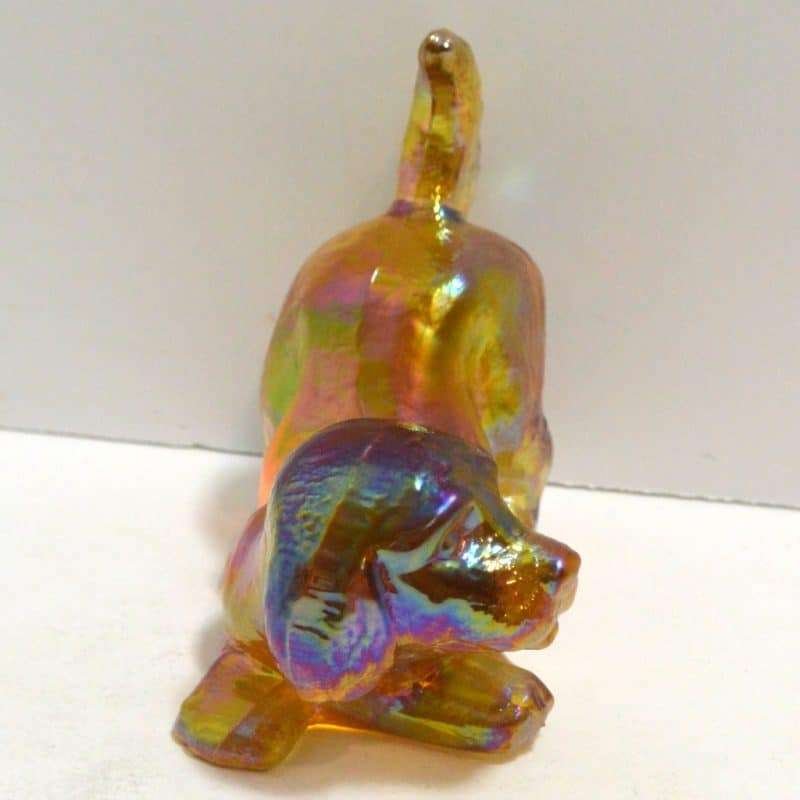 Fenton Gold Carnival Glass Puppy Figurine front