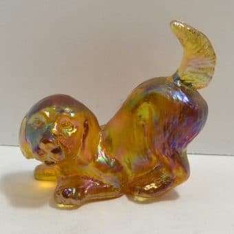 Fenton Gold Carnival Glass Puppy Figurine 6