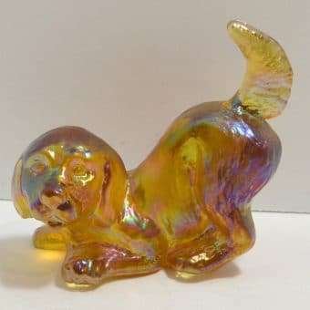 Fenton Gold Carnival Glass Puppy Figurine