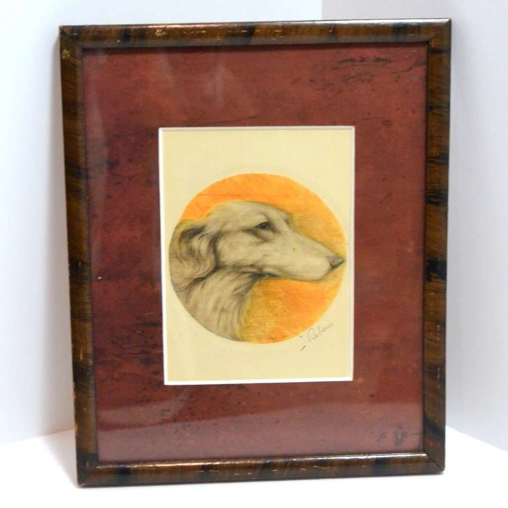 Original Saluki Dog Portrait Signed Jacques Rebour #5 - A Dogs Tale Collectibles