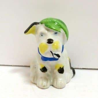 Vintage Occupied Japan Dog Figurine with Cap and Pipe