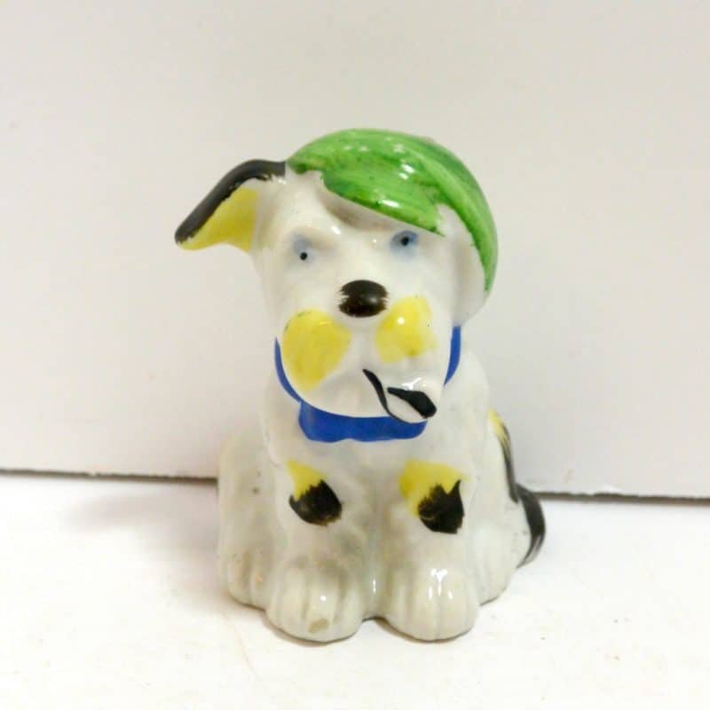 Vintage Occupied Japan Dog Figurine with Cap and Pipe