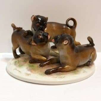 Antique Meissen Pugs