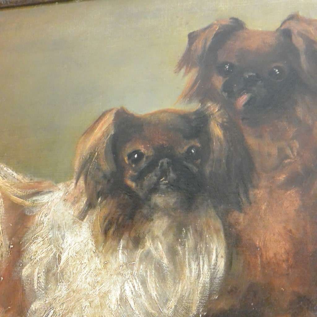 Original Oil -on- Canvas Portrait of Four Pekingese Dogs Artist-Signed #5 - A Dogs Tale Collectibles
