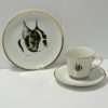 Boston Terrier Dessert Plate, Cup & Saucer Set