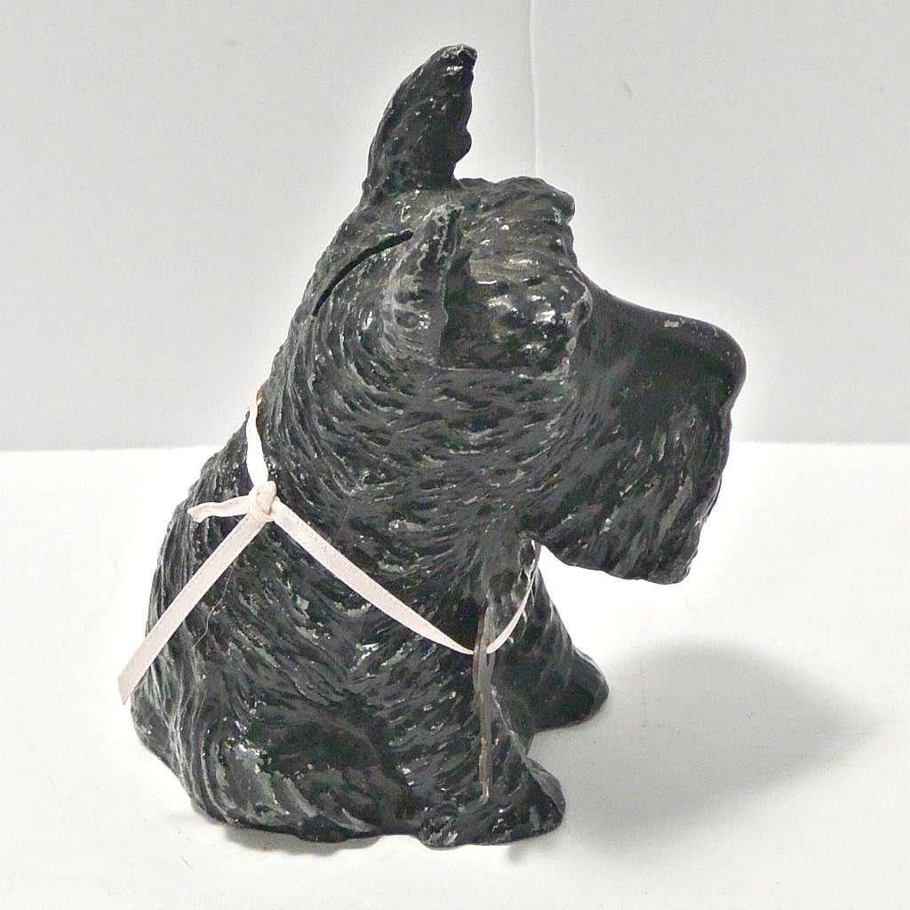 Die Cast Metal Scottish Terrier Bank with Key c. 1930's CSTI-2121B