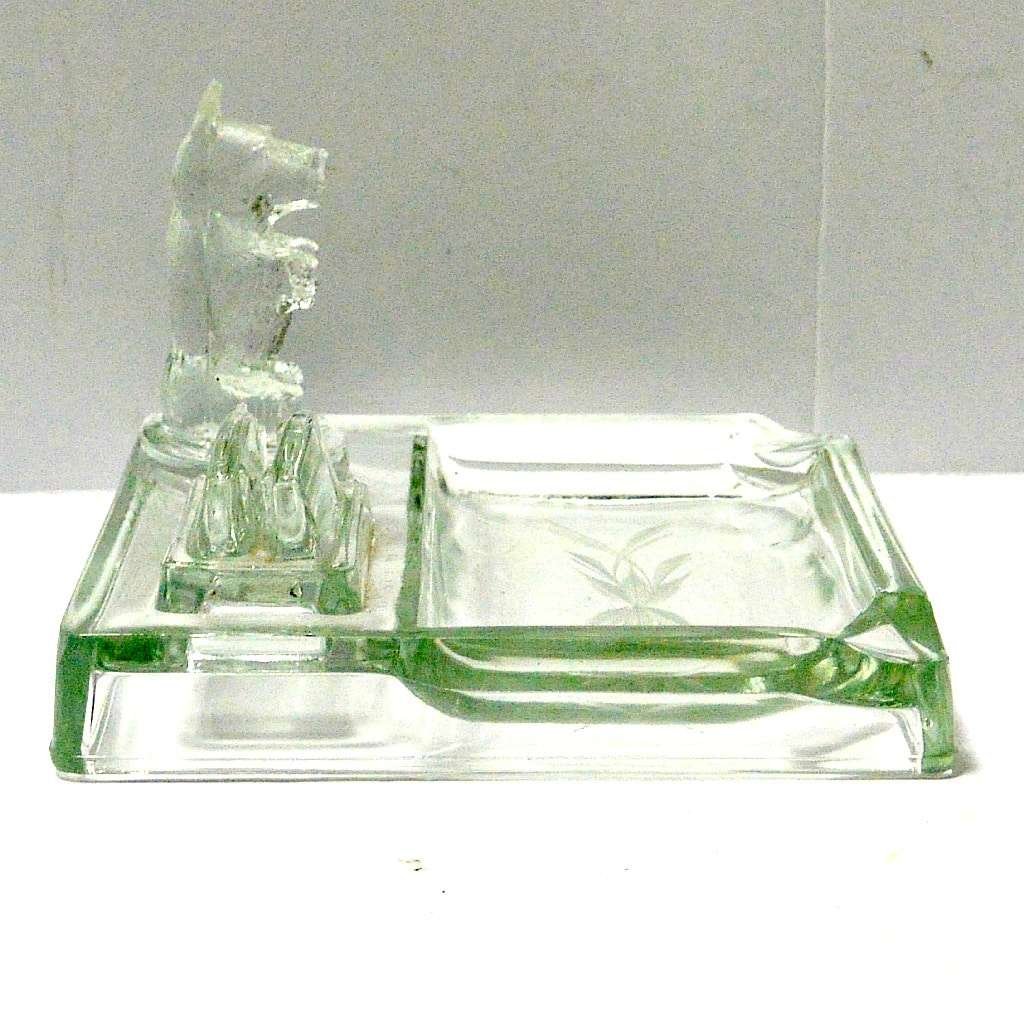 Scottish Terrier Figural Glass Ashtray and Matchbook Holder c.1950's #5 - A Dogs Tale Collectibles