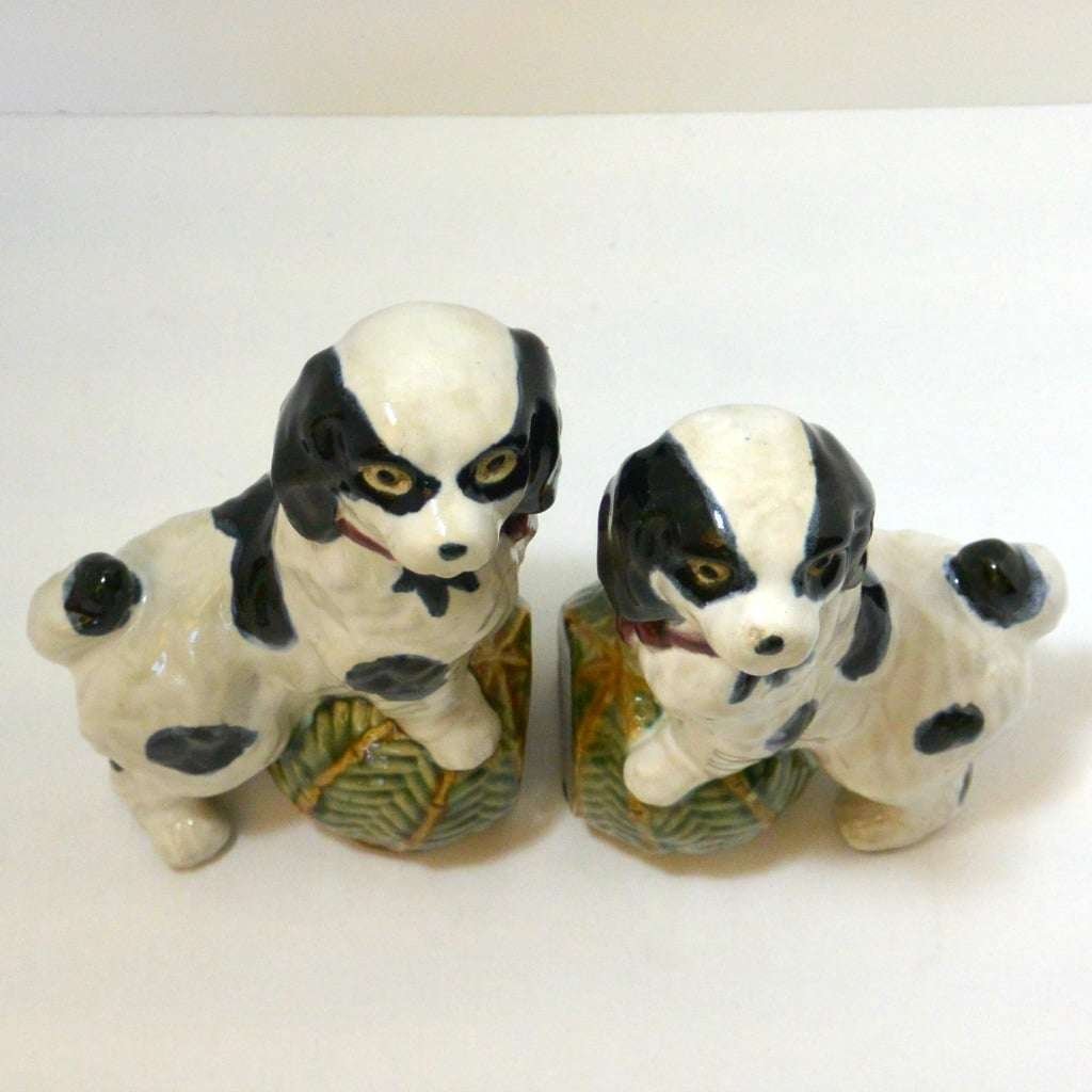 Vintage Majolica Cavalier King Charles Spaniel Bookends #5 - A Dogs Tale Collectibles