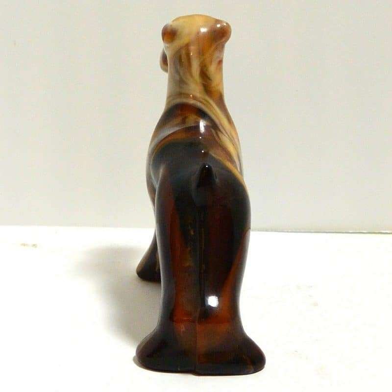Heisey Imperial Caramel Slag Glass Airedale Dog "End O Day" back