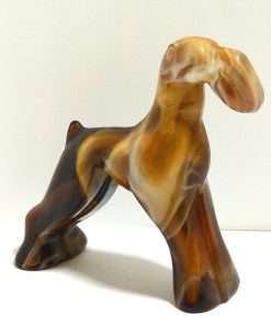 Heisey Imperial Caramel Slag Glass Airedale Dog 