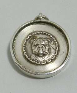 Antique Bulldog Sterling Silver Fob Pendant
