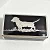 Art Deco Ebony Glass and Sterling Silver Dachshund Dog Box