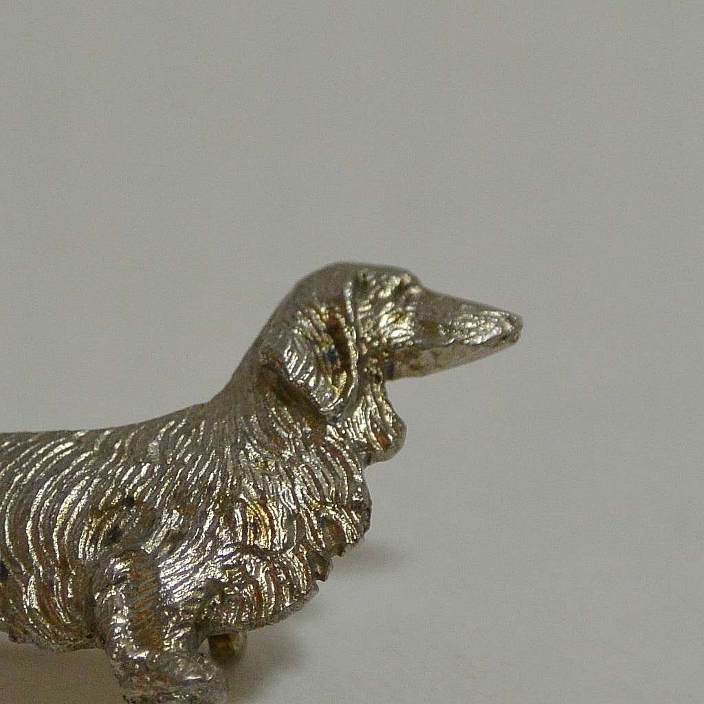 Vintage Sterling Silver Long-Haired Dachshund Pin #1 - A Dogs Tale Collectibles