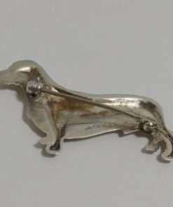 Vintage Sterling Silver Dachshund Pin Back 2