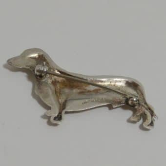 Vintage Sterling Silver Dachshund Pin Back 2