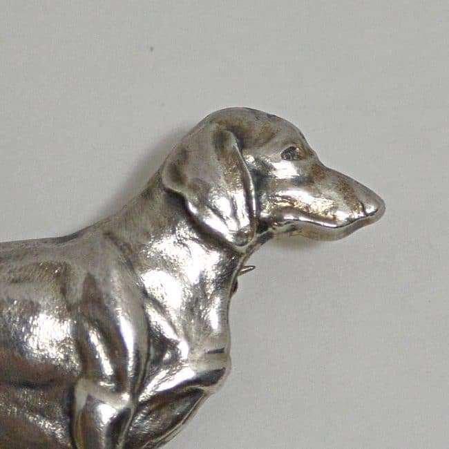 Vintage Sterling Silver Dachshund Pin Close