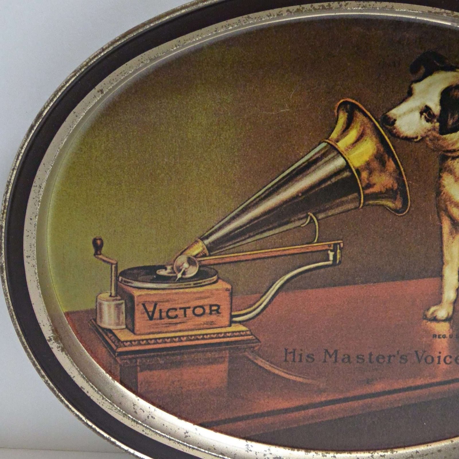 Vintage RCA Nipper Metal Ad Tray #2 - A Dogs Tale Collectibles