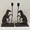 Maitland Smith Bronze Greyhound/Whippet Candlesticks
