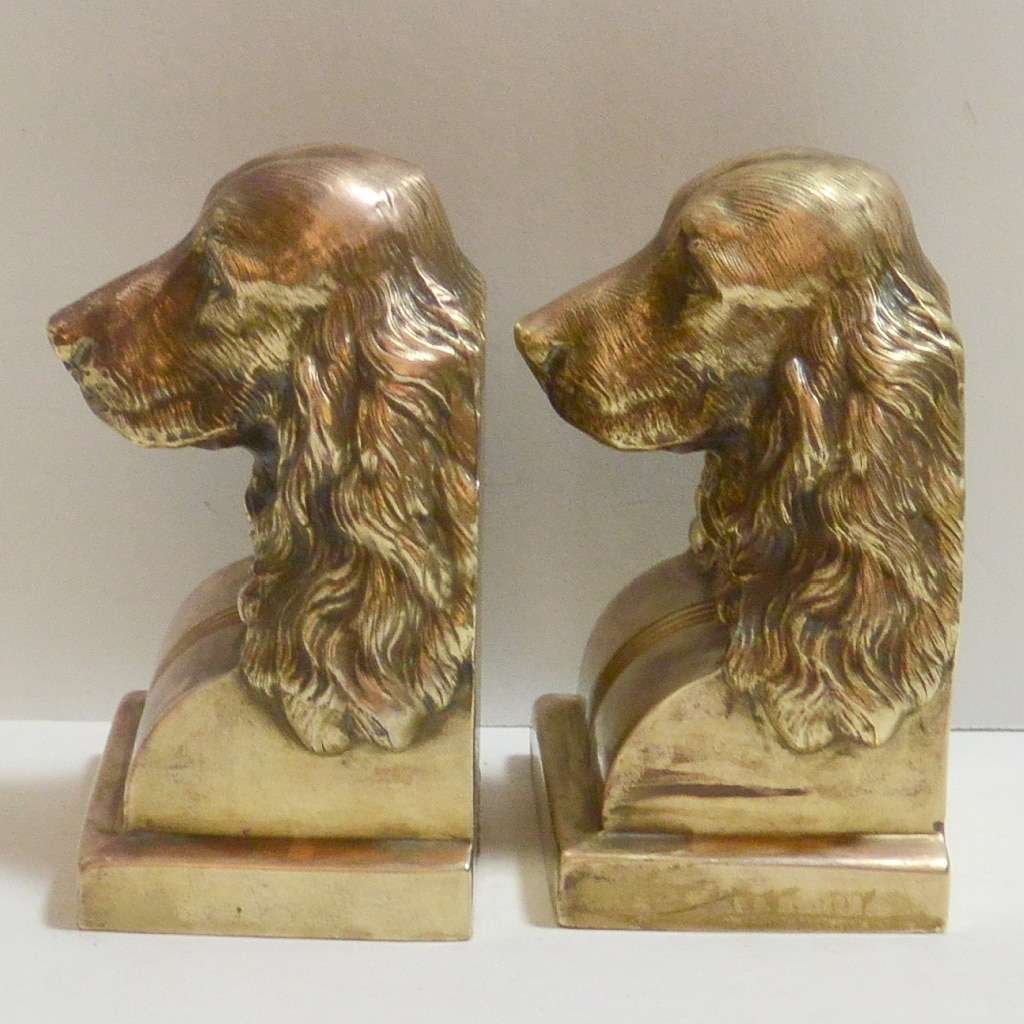 Vintage Brass Spaniel Bookends c.1950's #5 - A Dogs Tale Collectibles