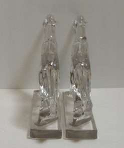 Viking Glass Borzoi Bookends Back