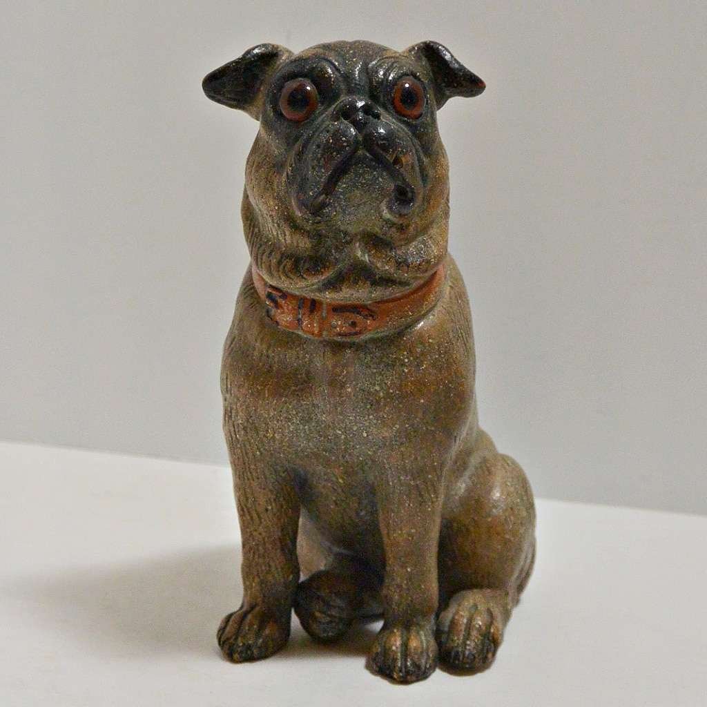 Antique Terracotta Pug Dog c. 1880-1900 POT-2176