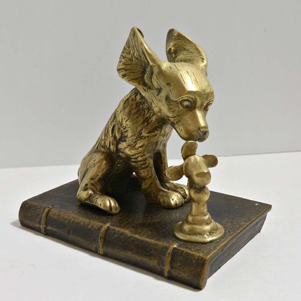 Vintage Brass Dogs with Fans Bookends BRS-2203