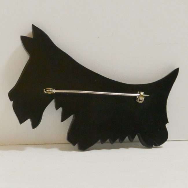 Bakelite Scottish Terrier Brooch Back Closed