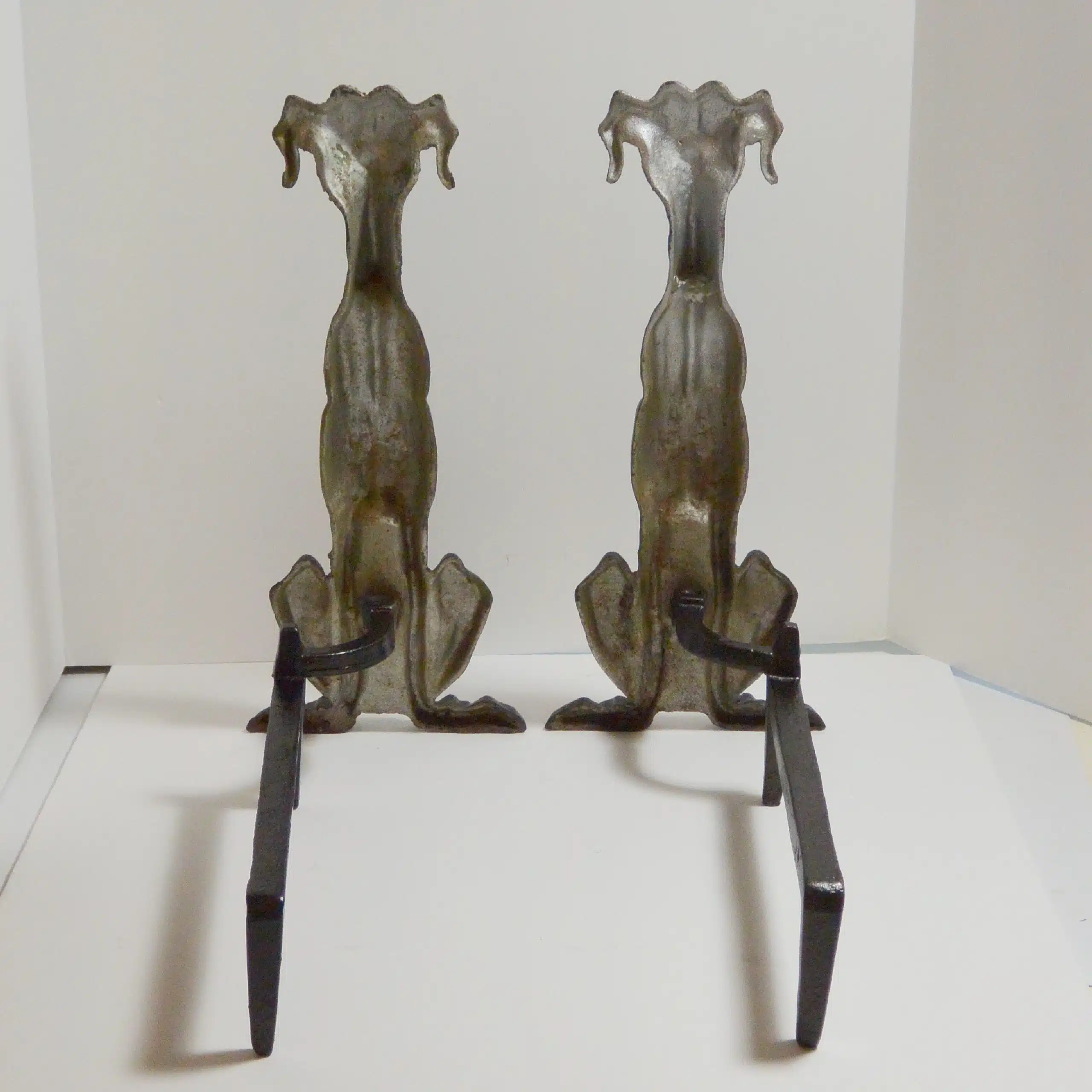 Art Deco Cast Iron Dog Andirons c.1920's-1930's - Image 7