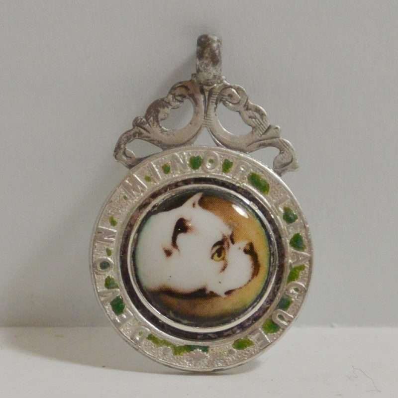Vintage Sterling Silver and Enamel Bulldog Watch Fob