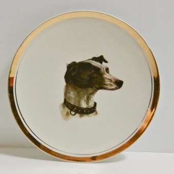 Antique Sevres Greyhound/Whippet Portrait Plate