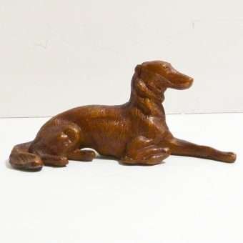 Cold Painted Reclining Borzoi Figurine