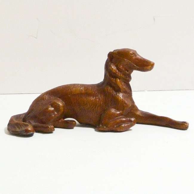 Cold Painted Reclining Borzoi Figurine