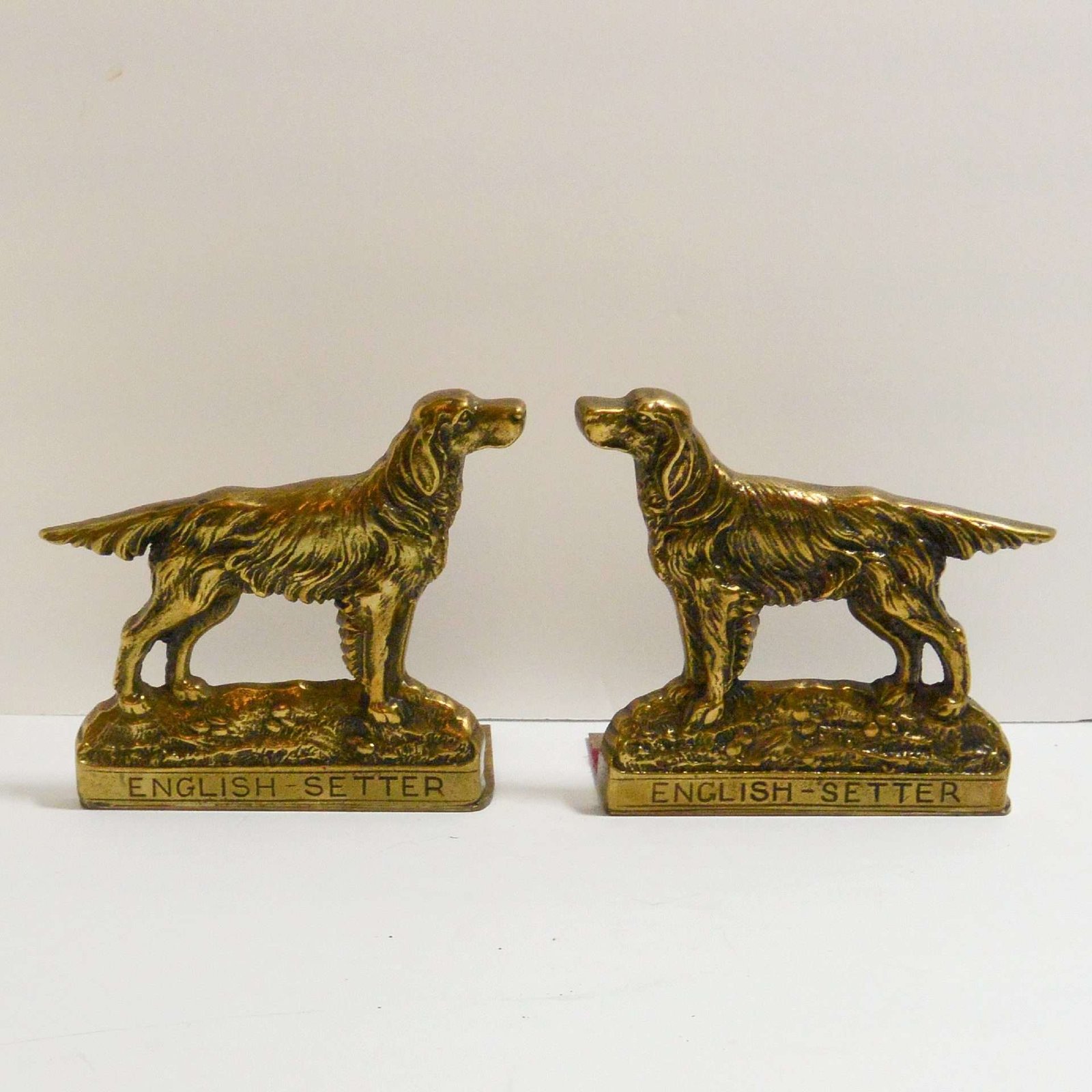 Vintage Brass English Setter Dog Bookends BKE-2010