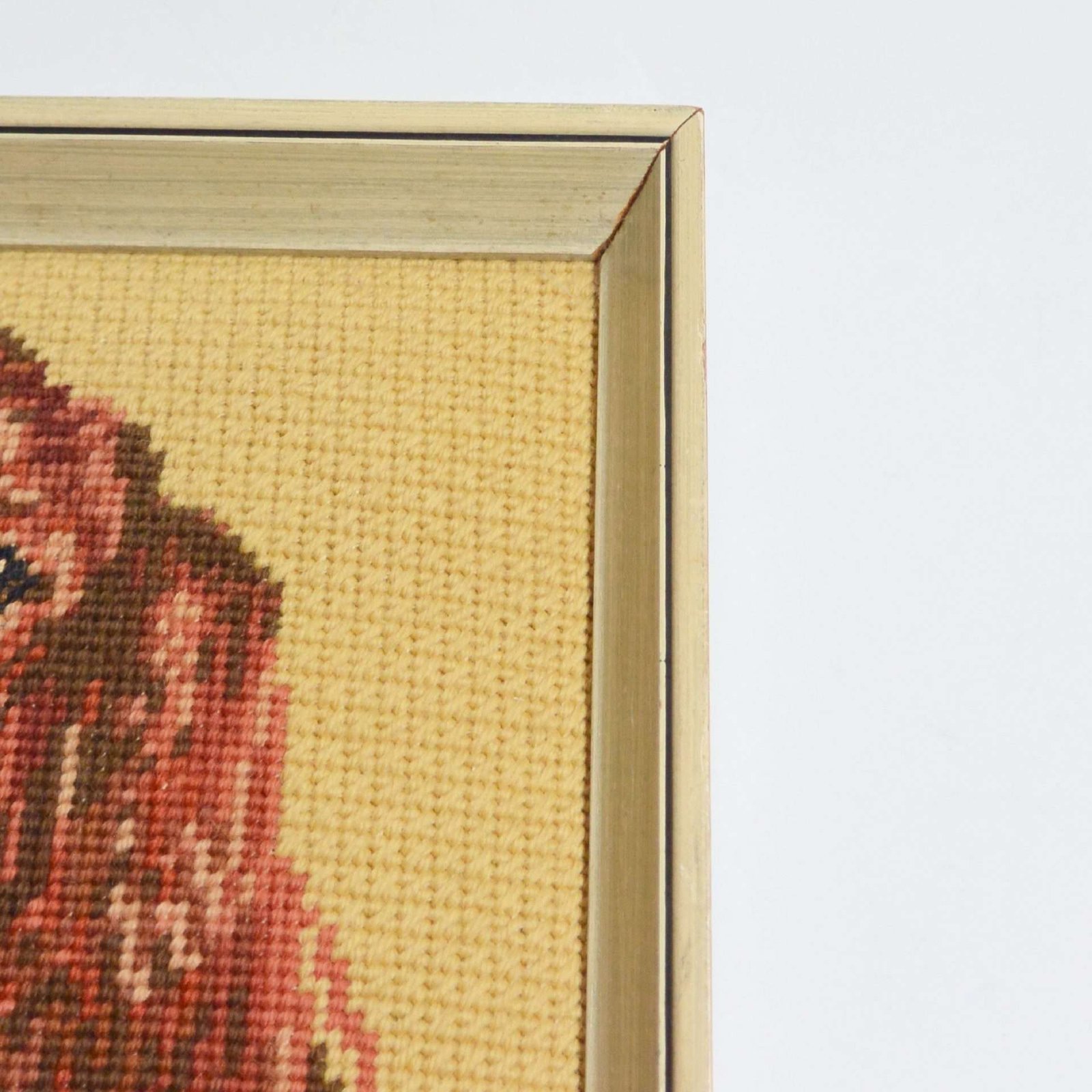 Vintage Needlepoint Irish Setter Dog Framed c.1960's NWRK-2127