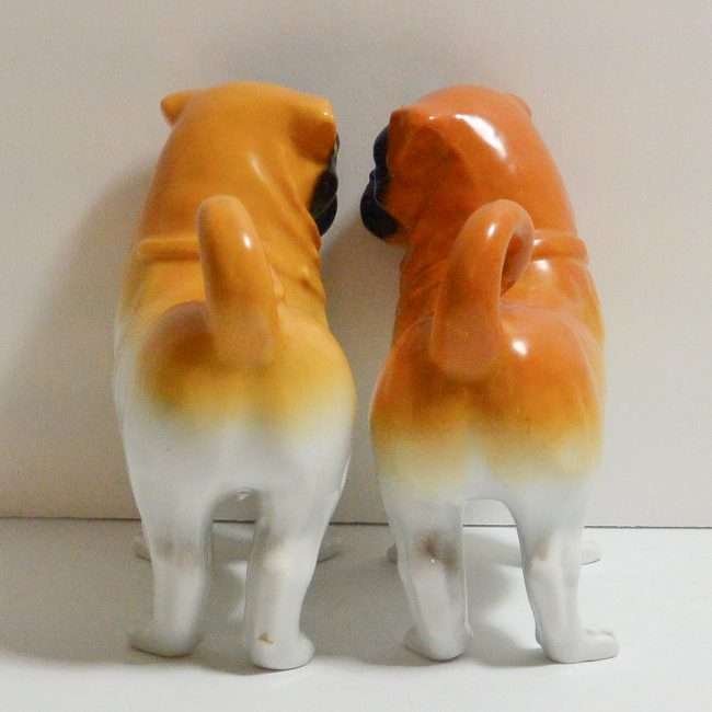 Antique "Monkey Face" Pug Dogs back
