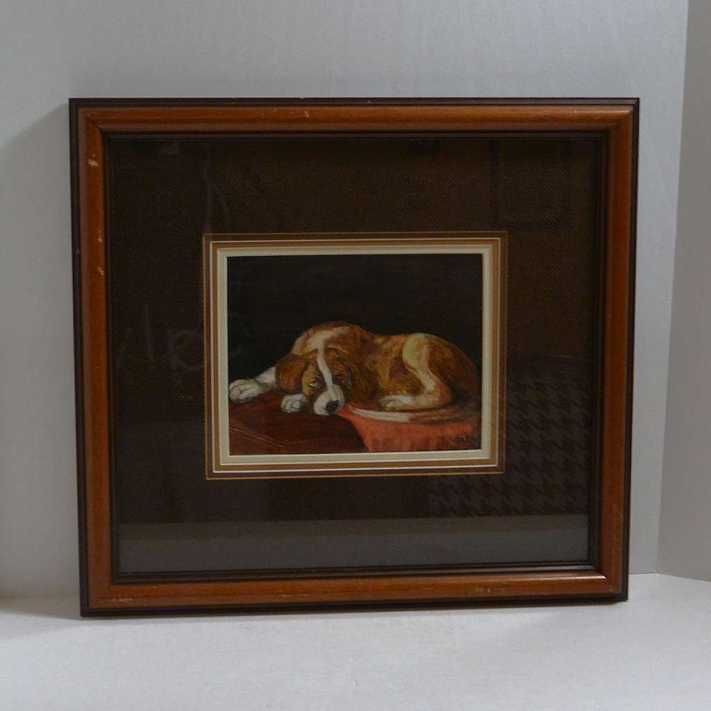 Original Folk Art Saint Bernard Painting - Artist Signed ART-2198