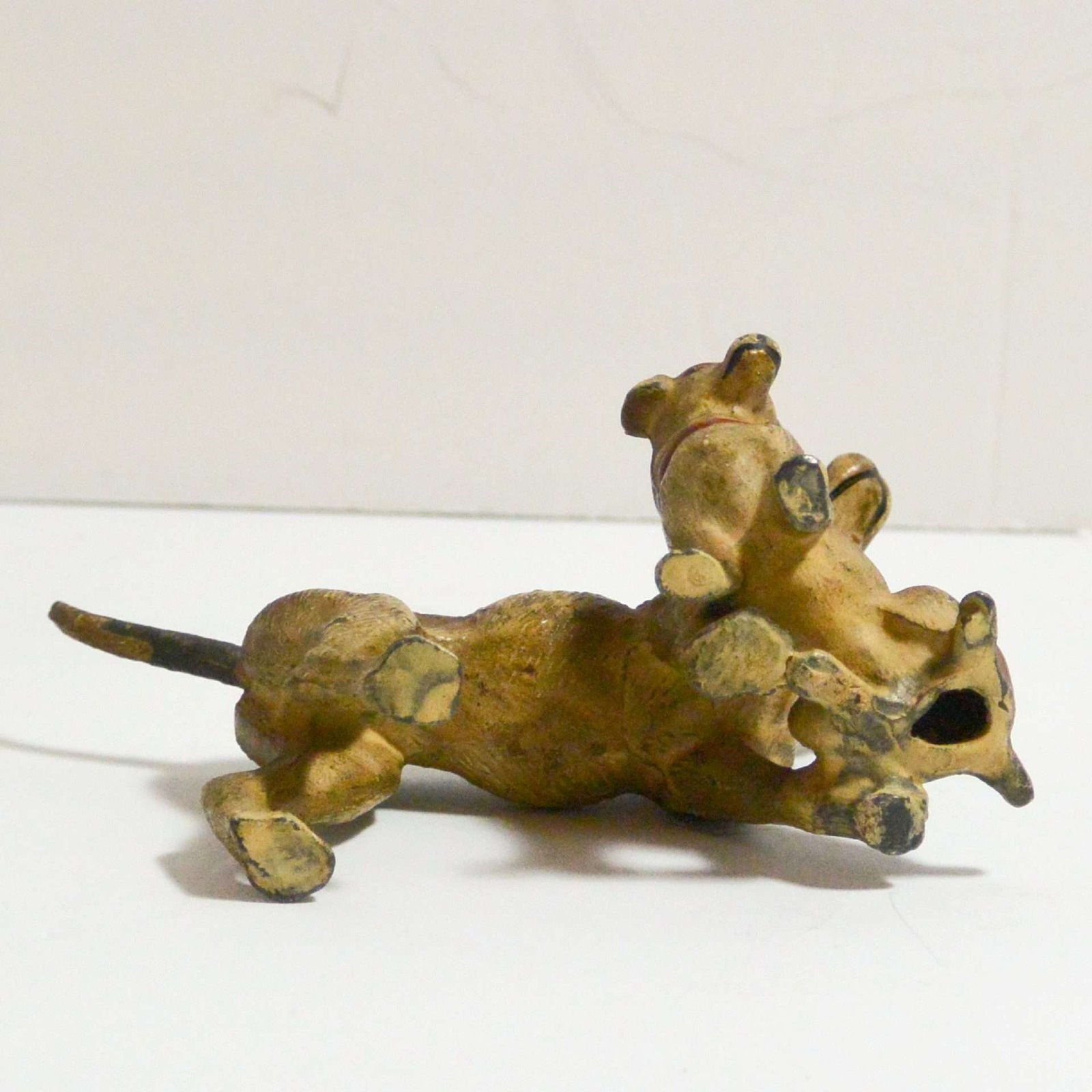 Antique Cold-Painted Bronze Pair of Dogs Figurine #4 - A Dogs Tale Collectibles