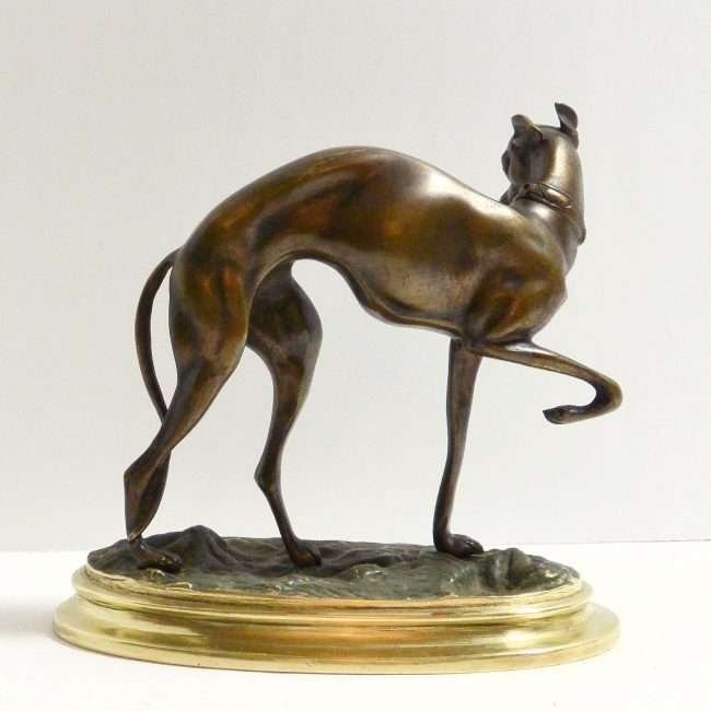 Antique Bronze Whippet-Greyhound Dog Figurine back