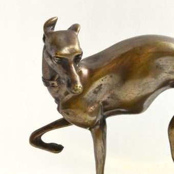 Antique Bronze Whippet-Greyhound Dog Figurine Close