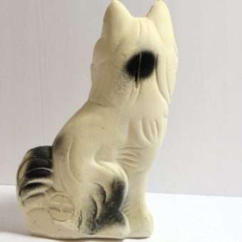 Vintage Chalkware Collie Dog Bank Back