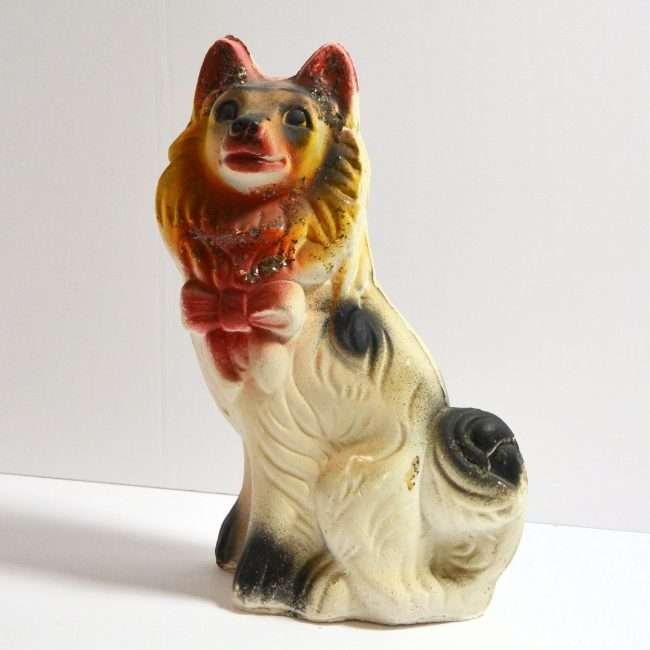 Vintage Chalkware Collie Dog Bank