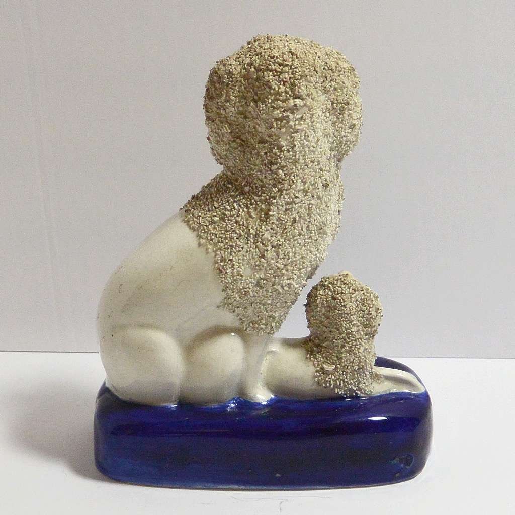Mid 19th Century Staffordshire Poodle Dog with Pair of Pups #5 - A Dogs Tale Collectibles