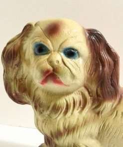 Vintage Carnival Chalkware Pekingese Dog Close