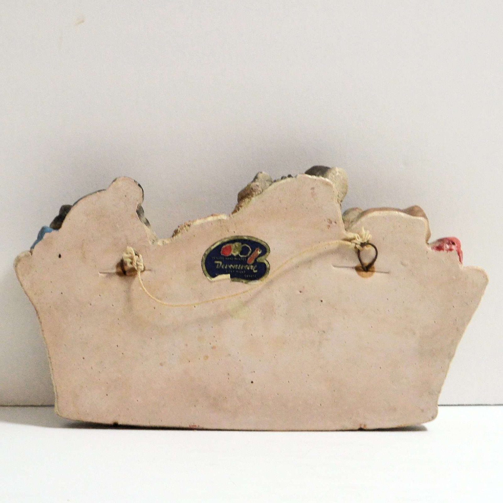 Vintage Chalkware Puppy Dogs in a Basket Plaque #4 - A Dogs Tale Collectibles