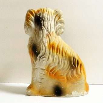 Vintage Chalkware Staffordshire Spaniel Dog Back