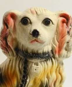Vintage Chalkware Staffordshire Spaniel Dog Close