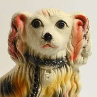 Vintage Chalkware Staffordshire Spaniel Dog Close