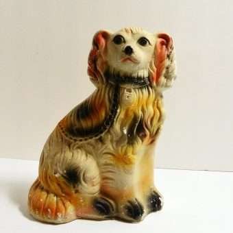 Vintage Chalkware Staffordshire Spaniel Dog