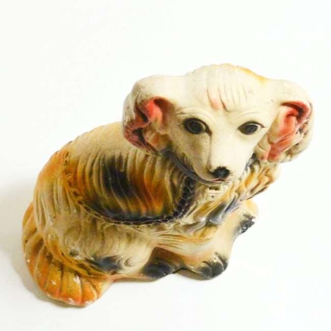 Vintage Chalkware Staffordshire Spaniel Dog Top