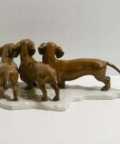 Rosenthal Three Dachshund Dogs Porcelain Figurine Back